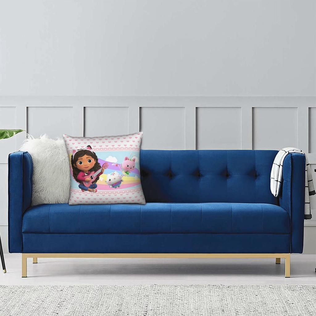 Gabbys Dollhouse Cartoon Pillowcase Printed Polyester Cushion Cover Decoration Pillow Case Cover Home Square 45*45Cm