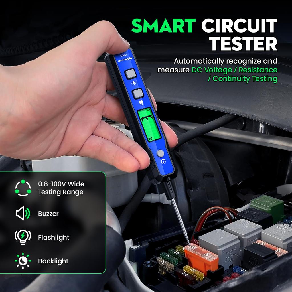 Automotive Power Circuit Probe Tester 0.8V-100V Digital Voltage Detector Automotive Battery Electrical Testing Diagnostic Tool