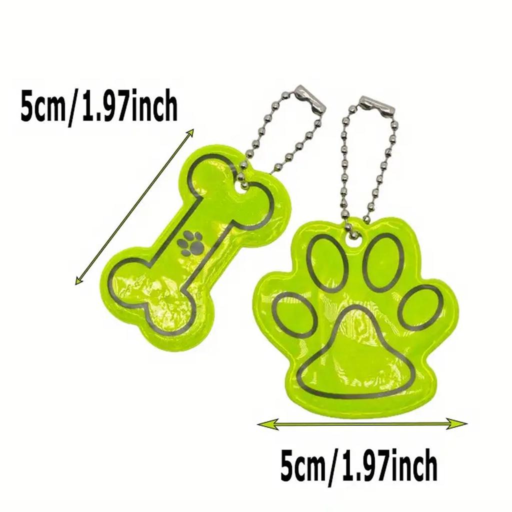 1-2PCS Cute Cat Paw Reflective Keychain Night Safety Kids Pet Double-sided Reflective Backpack Accessories Pendant
