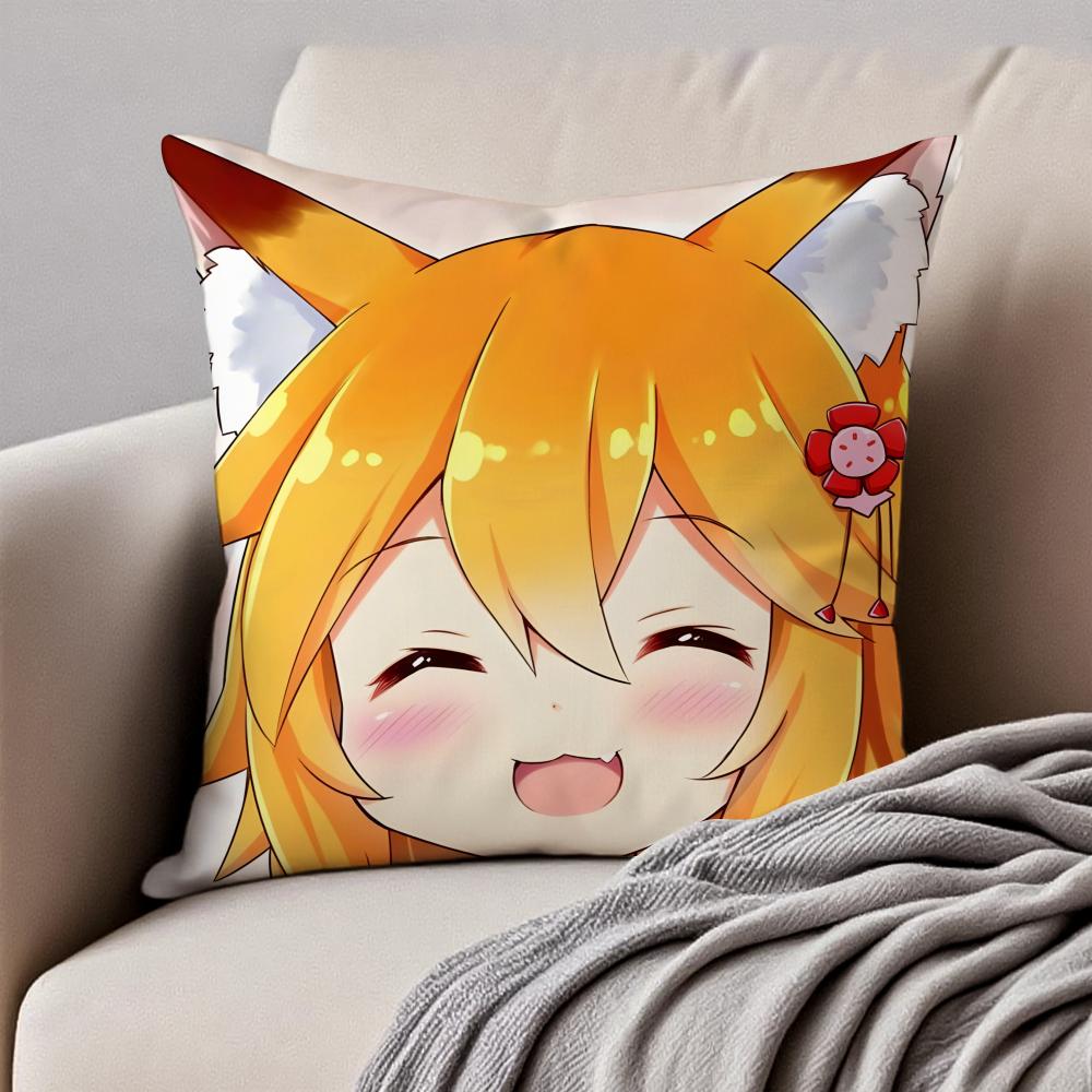 Fashion TThe Helpful Fox SenkoSanS Cartoon Cushion Cover Pillowcase Antidustmite Invisible Zipper Short Plush Sofa Cushion