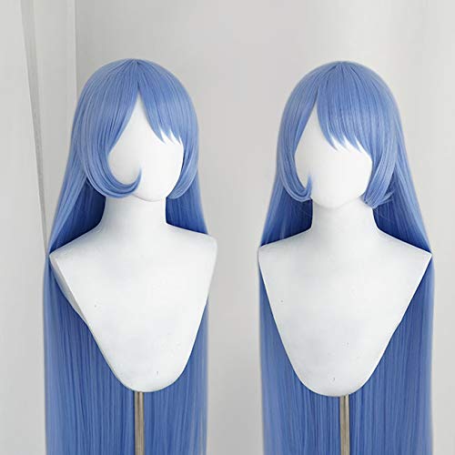 Cosplay Wig with Net, Long, Light Blue, Heat-resistant, Perfect for Halloween, Events, and More.