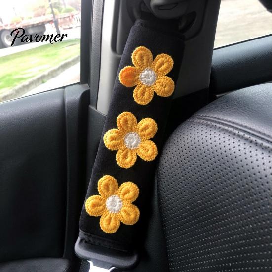 Car Seat Belt Covers Cute Floral Pads for Car, Soft Mesh Shoulder Decorative Strap Cushions Covers, Comfortable Universal Protective Adults