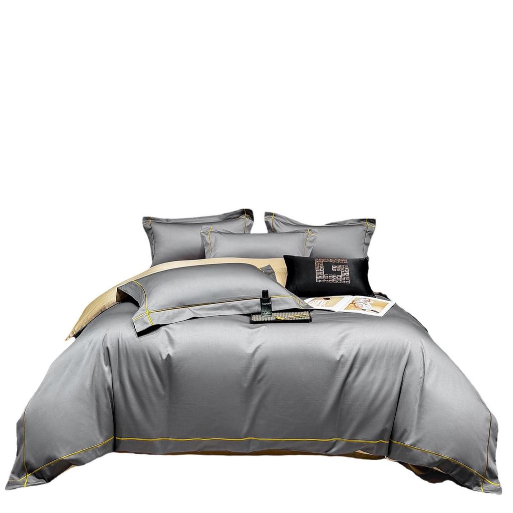 2026 Premium Gray Satin Cotton Four-Piece Bedding Set DREAM