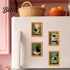 Vintage Style Cat Ornaments Black Wooden Refrigerator Magnet Halloween Theme Decorative Cute Pumpkin Magnet Set Magnetic Decal for Kitchen Cabinets