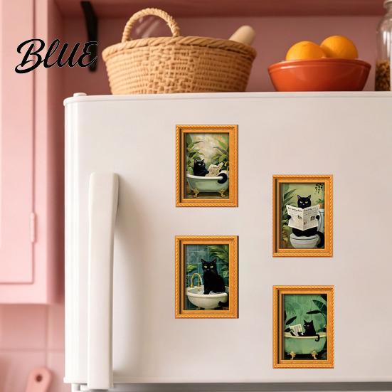 Vintage Style Cat Ornaments Black Wooden Refrigerator Magnet Halloween Theme Decorative Cute Pumpkin Magnet Set Magnetic Decal for Kitchen Cabinets