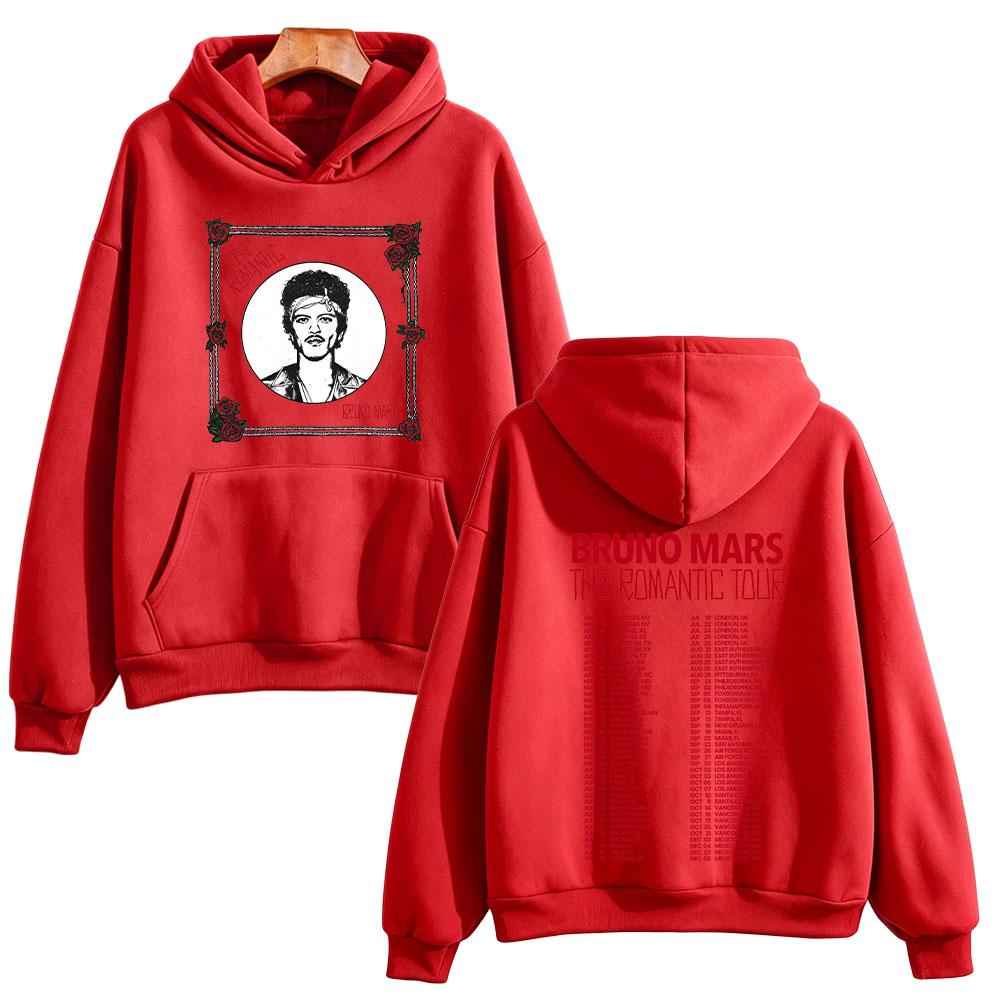 Romantic Tour 2026 New Show Hoodies Bruno Mars Concert Fan Music Graphic Pullovers Unisex Oversized Streetwear Casual Sweatshirt