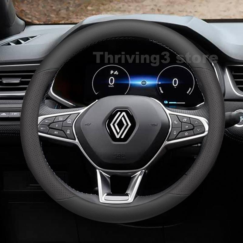 DAPO3 Leather Car Steering Wheel Cover For Renault Captur E-Tech Hybrid Clio 2014-2024 Auto Interior Renault Captur 2024 Accessories