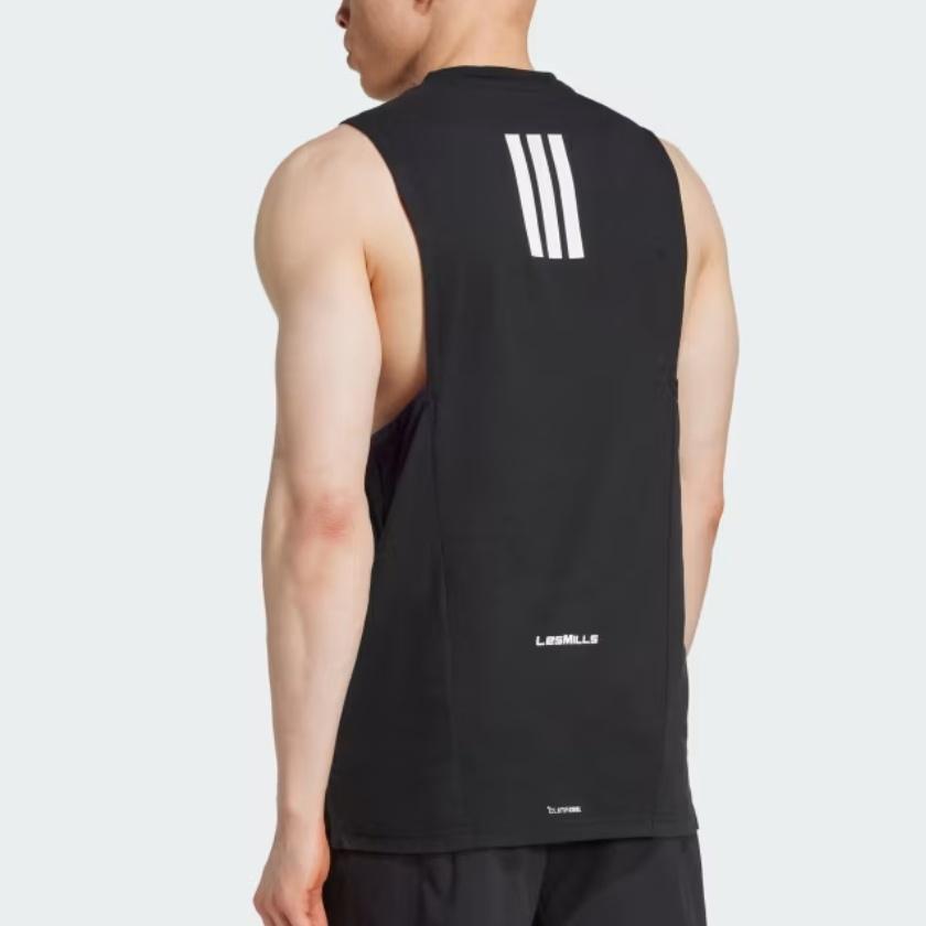Adidas Les Mills Climacool Logo Slim Fit Breathable Round Neck Tank Top Men Tops Black JJ1435