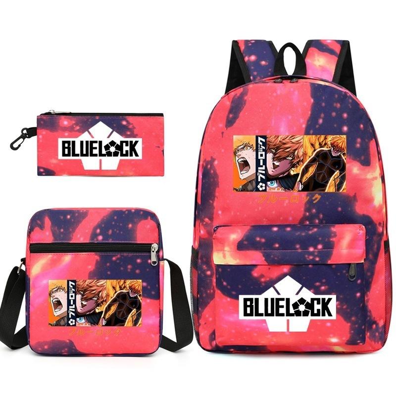 Large Capacity Schoolbag with Shoulder Strap; Student Three-piece Pencil Case Set