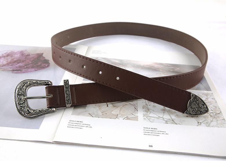 2021 New European And American Popular Three-piece Retro Carved Casual Belt Fashion Belt Female Factory Direct Supply кофейный