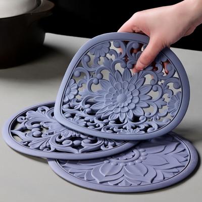 3 teile/satz Silikon Geschirr Matte Vintage Hohl Carving Silikon Pad Wärme-isolierte Schüssel Tasse Topf Tischset Home Decor Tabelle