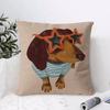 Artistic Dachshund Cushion Cover Eco Linen Pillow Case  DoubleSided Print Breathable  Durable Hidden Zipper Home Decor Gift