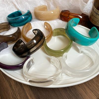 Open Bangle Exaggerated Bracelet C Shape Retro Hand Ring Dopamine Acrylic Bangle Fashion Jewelry