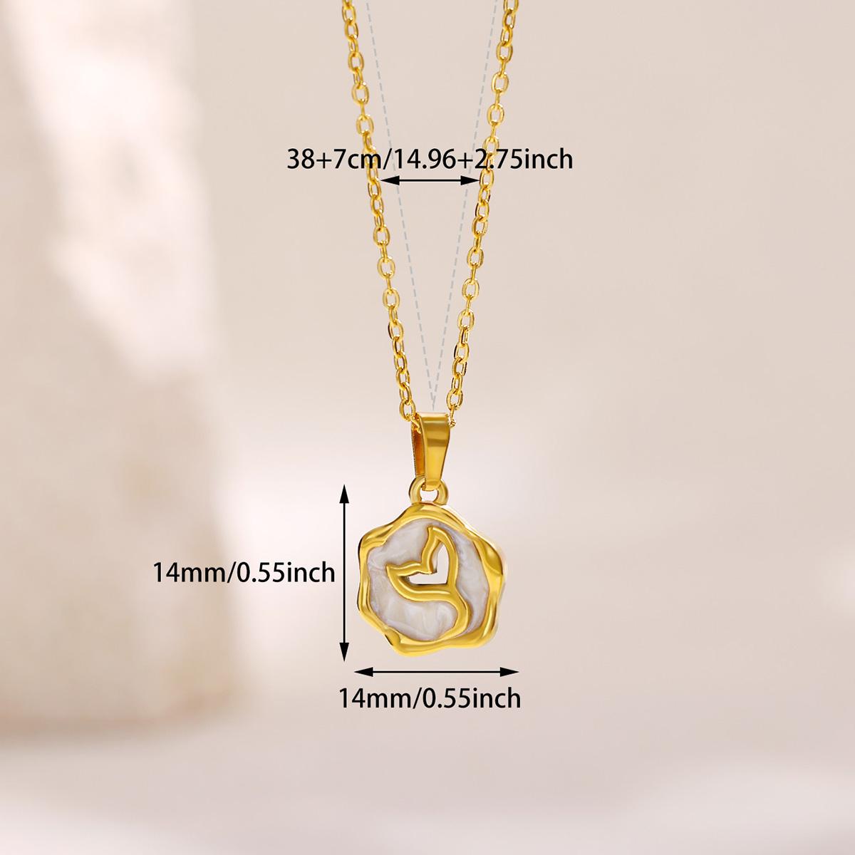 

Elegant Charm Drip Oil Rose Flower Pendant Necklace Women Gold Color Stainless Steel Clavicle Fish Tail Necklaces Party Jewelry