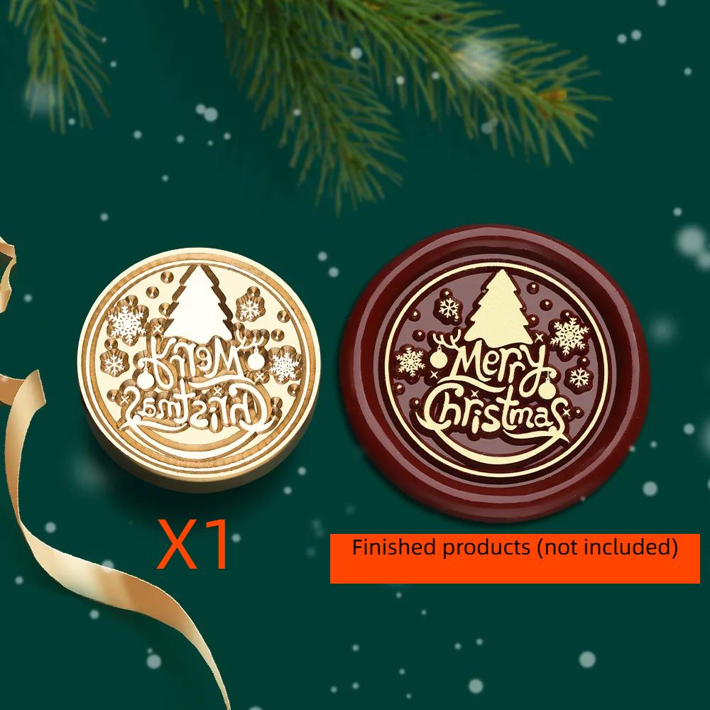 2.5cm Christmas Series Wax Seal Stamps Vintage Merry Christmas Tree Snowflake Head DIY Festival Gift Wrapping Cards Scrapbooking