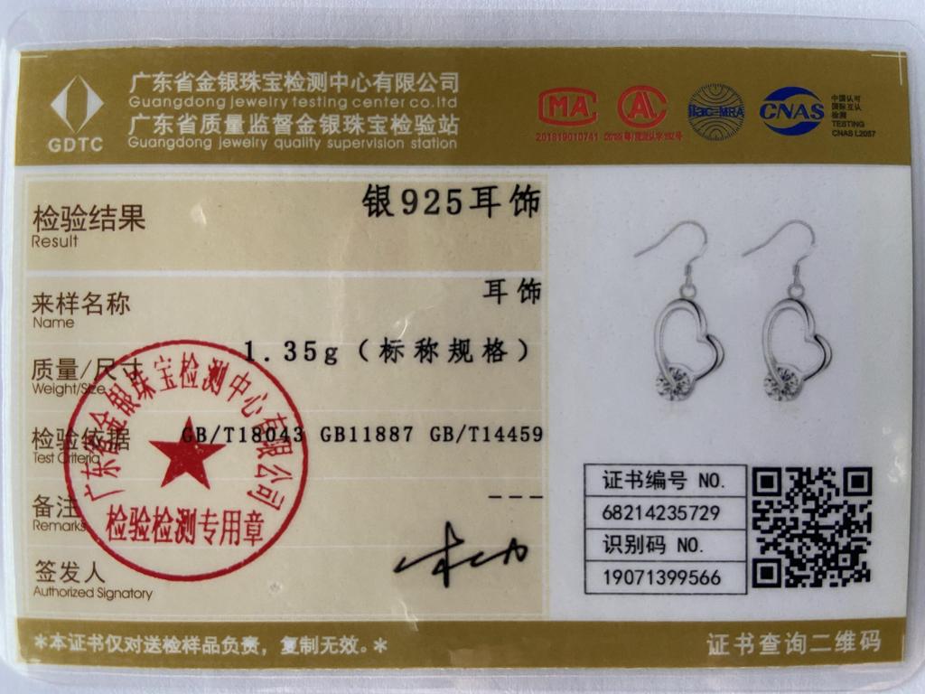 925 Sterling Silver Heart AAA Zircon Earrings For Women Charm Jewelry