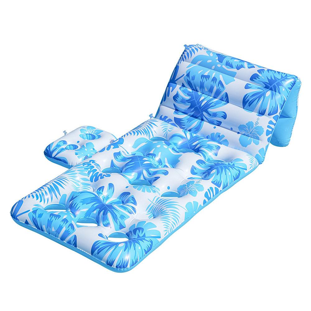 180cm x 90cm Inflatable Leaf Hole Floating Raft Pool Party Floating Lounger with Cup Holder