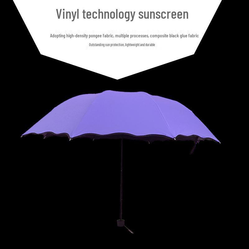 Water-Activated Blooming Dual-Use Black Glue Anti-UV Folding Sun Umbrella