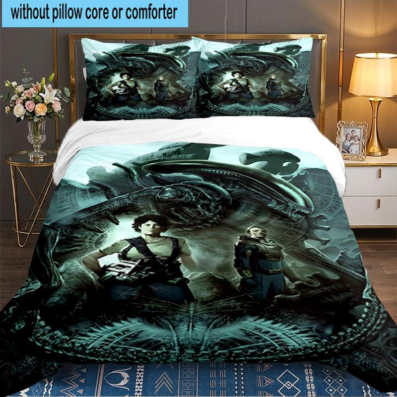 Alien Artwork 3pcs Bedding Set,Including 1pc Duvet Cover And 2pcs Pillowcases Perfect Gift for Christmas,Ideal for Bedroom, Dormitory
