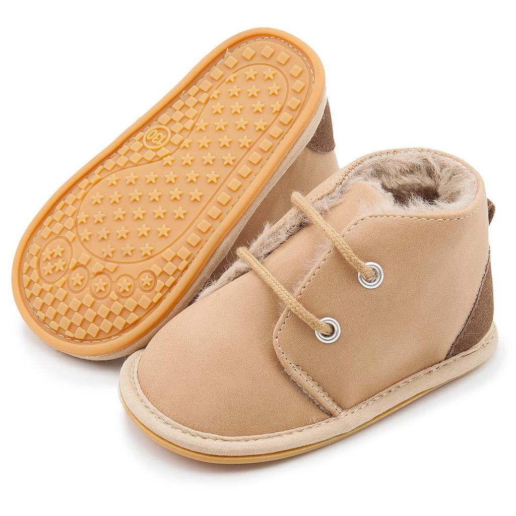 Autumn/Winter Baby Walker Shoes - Warm Velvet, Non-slip Rubber Sole, Cozy Cotton