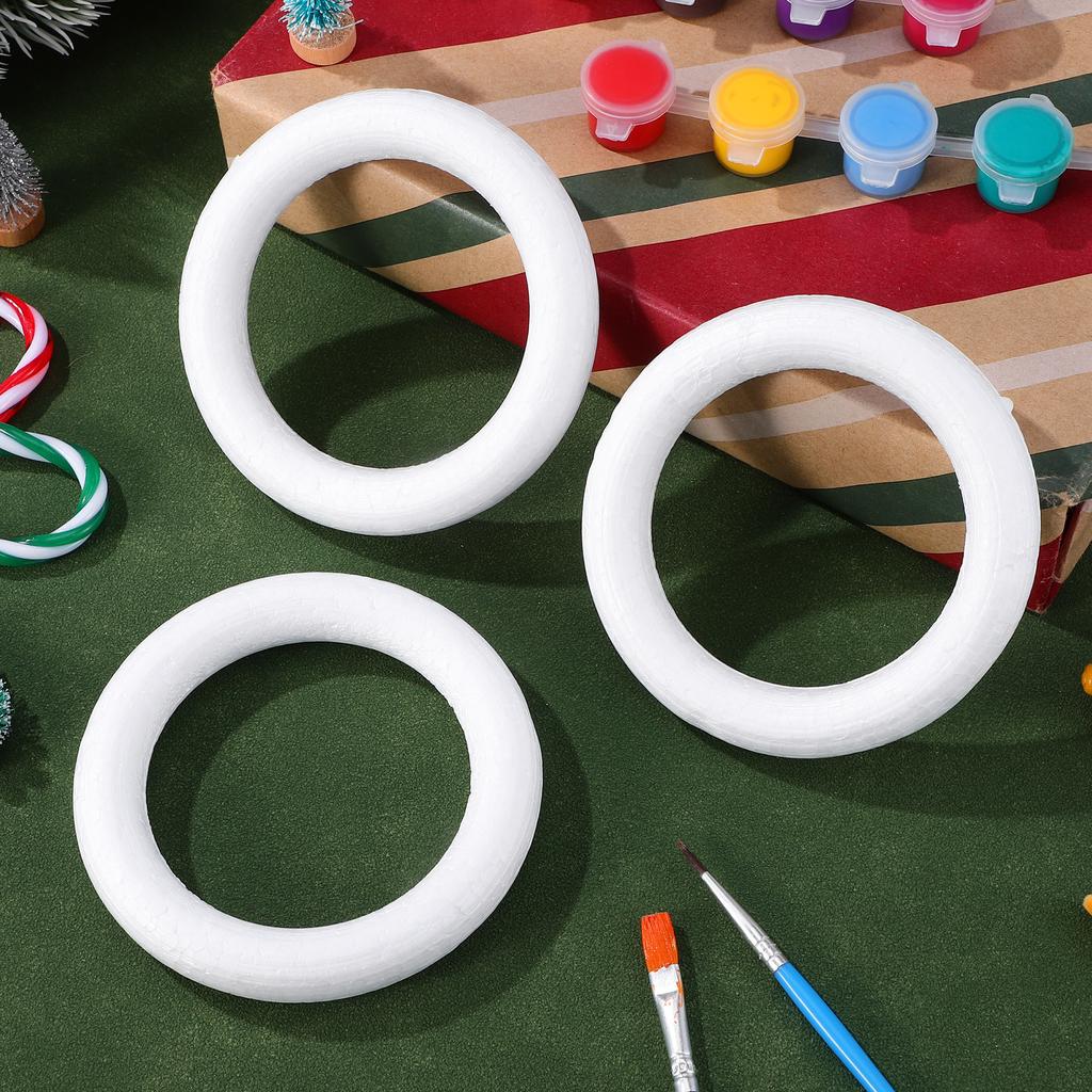 30Pcs Circular Ring Foam DIY Material White Round Craft Supplies for Handmade Wreath Party Valentine Decoration