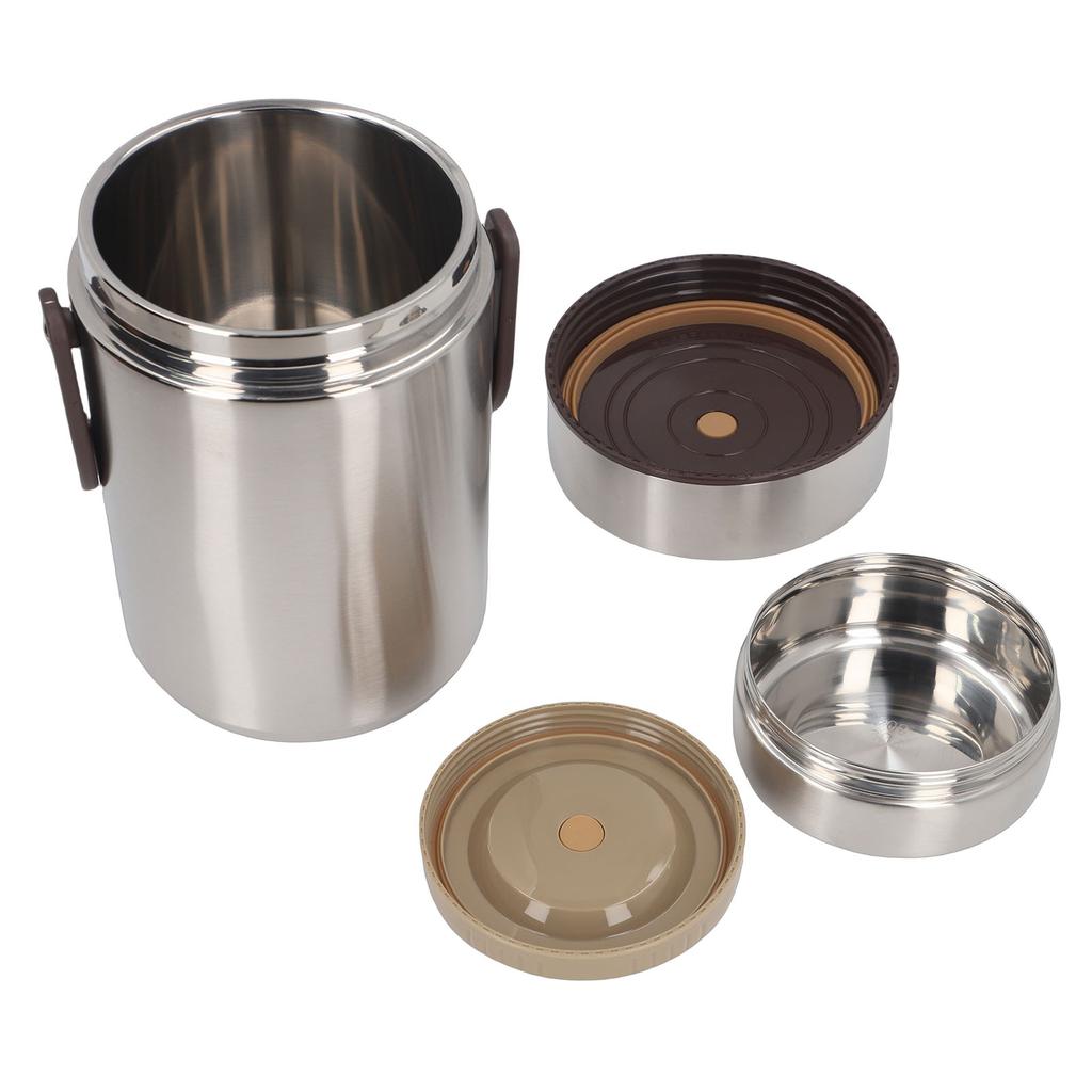 Caixa de Almoço Térmica a Vácuo de Aço Inoxidável 304 de 2000ml Portátil Barril Térmico a Vácuo de 3 Camadas Cor Aço Inoxidável