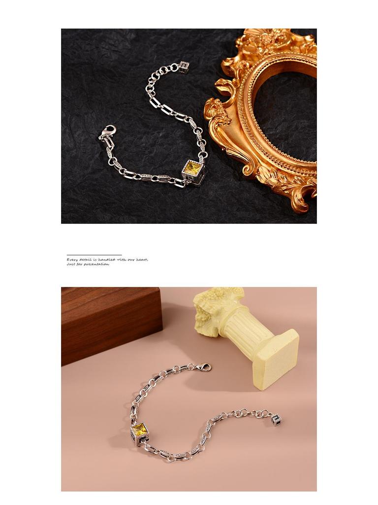 Koreanisches Vintage Lila Diamantwürfel Armband für Damen