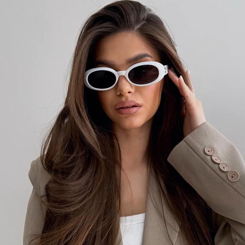 2Pcs Fashion Women Oval Sunglasses Luxury Thick Frame  Shades UV400 Men Punk Multi Color  Sun Glasses Outdoor Cycling Goggles