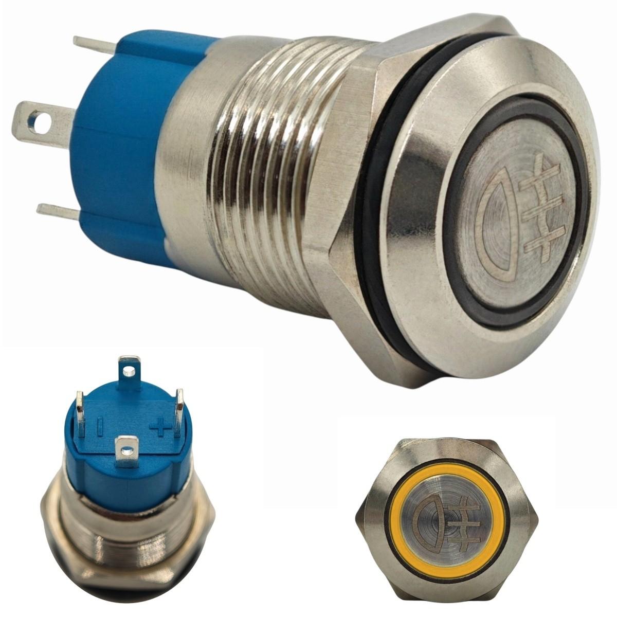 LED Fog Light Switch 12mm Chrome