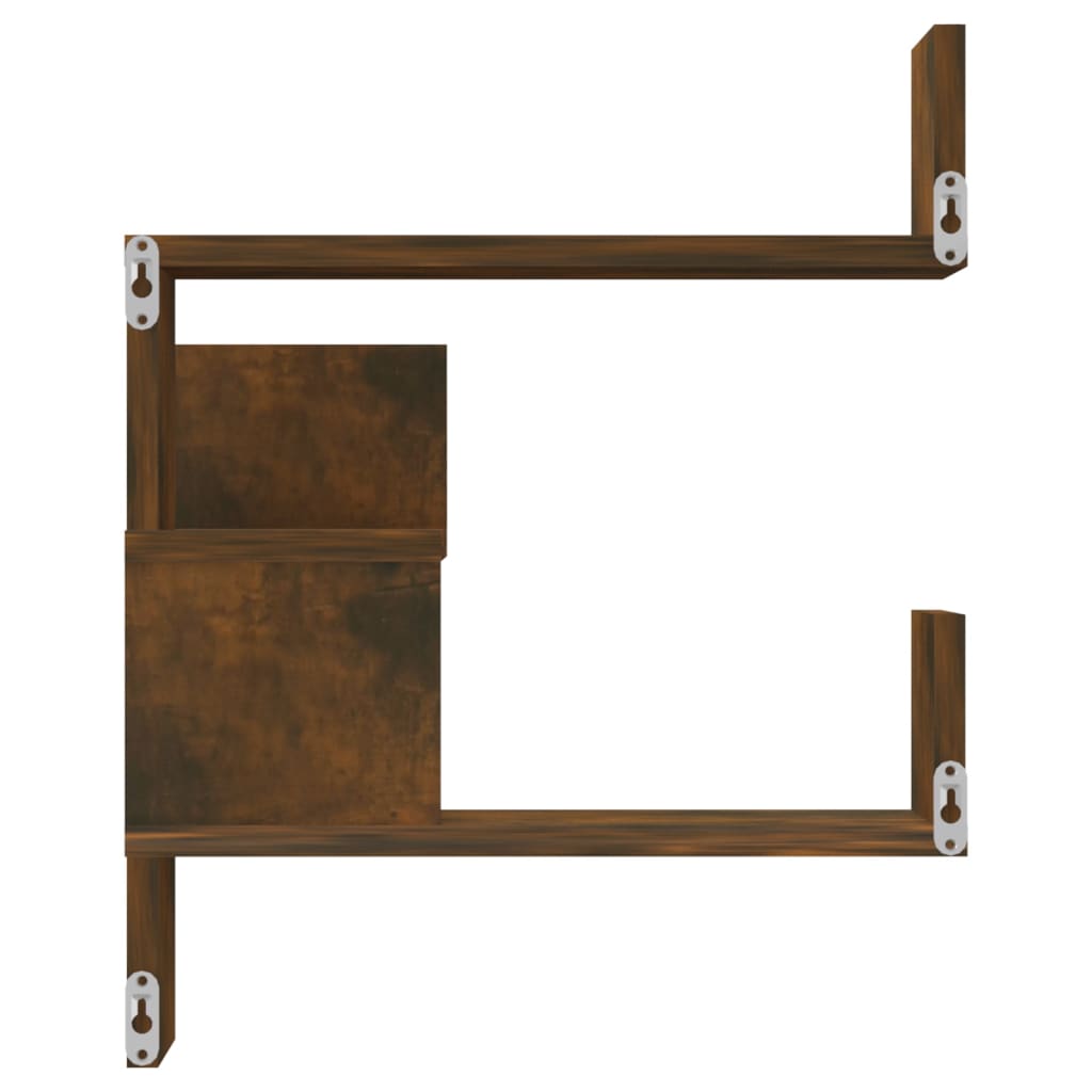 Wall Mounted Corner Shelf Smoked Oak Finish 40 X 40 X 50 Cm Engineered Wood
