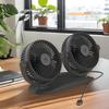 Portable Car Fan Double Head Car USB Fan Strong Wind Low Noise Cooling Device 360-Degree Rotation Dashboard Accessories For