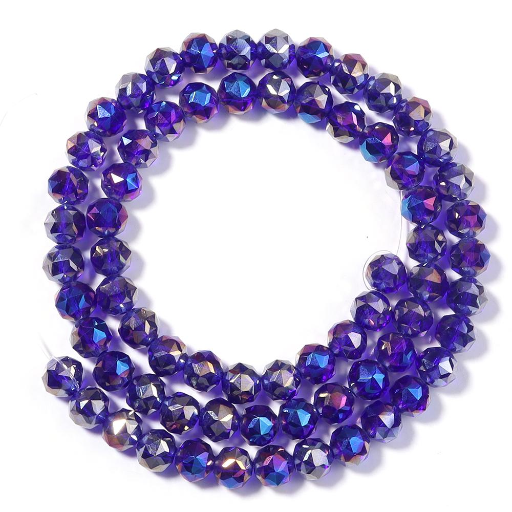 1 Strand 8mm Faceted Crystal Beads Transparent Colored Loose Spacer Round Glass Beads DIY Earrings Bracelet Jewelry Accessories
