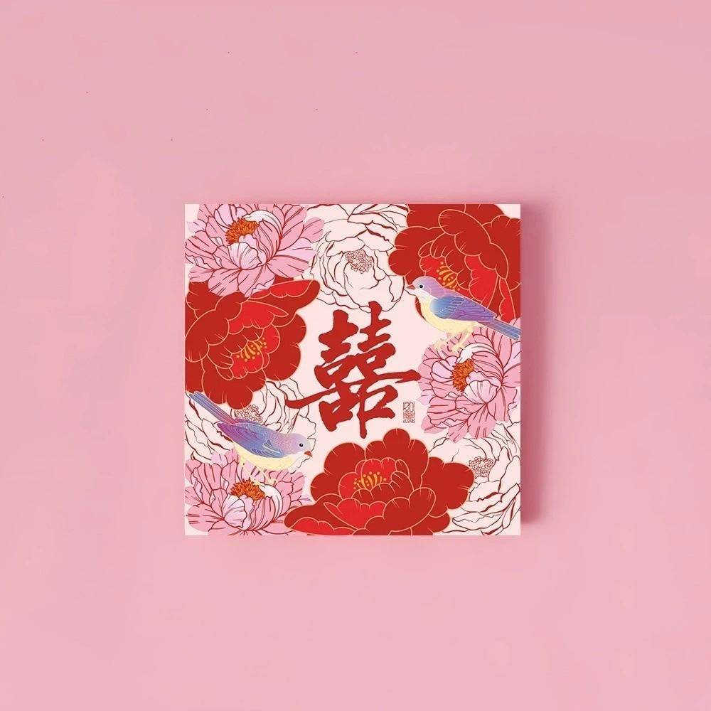 6PCS/SET Traditional Red Envelope Lucky Red Magpie Pattern Lucky Red Bag Color Printing Thickened Red Packet Wedding Supplies