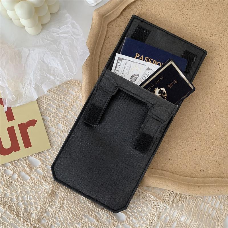 Slim Portable Anti-Theft Belt Wallet Black Hook-and-Loop Clip Hidden Pocket for Travel Outdoor Activities Daily Use