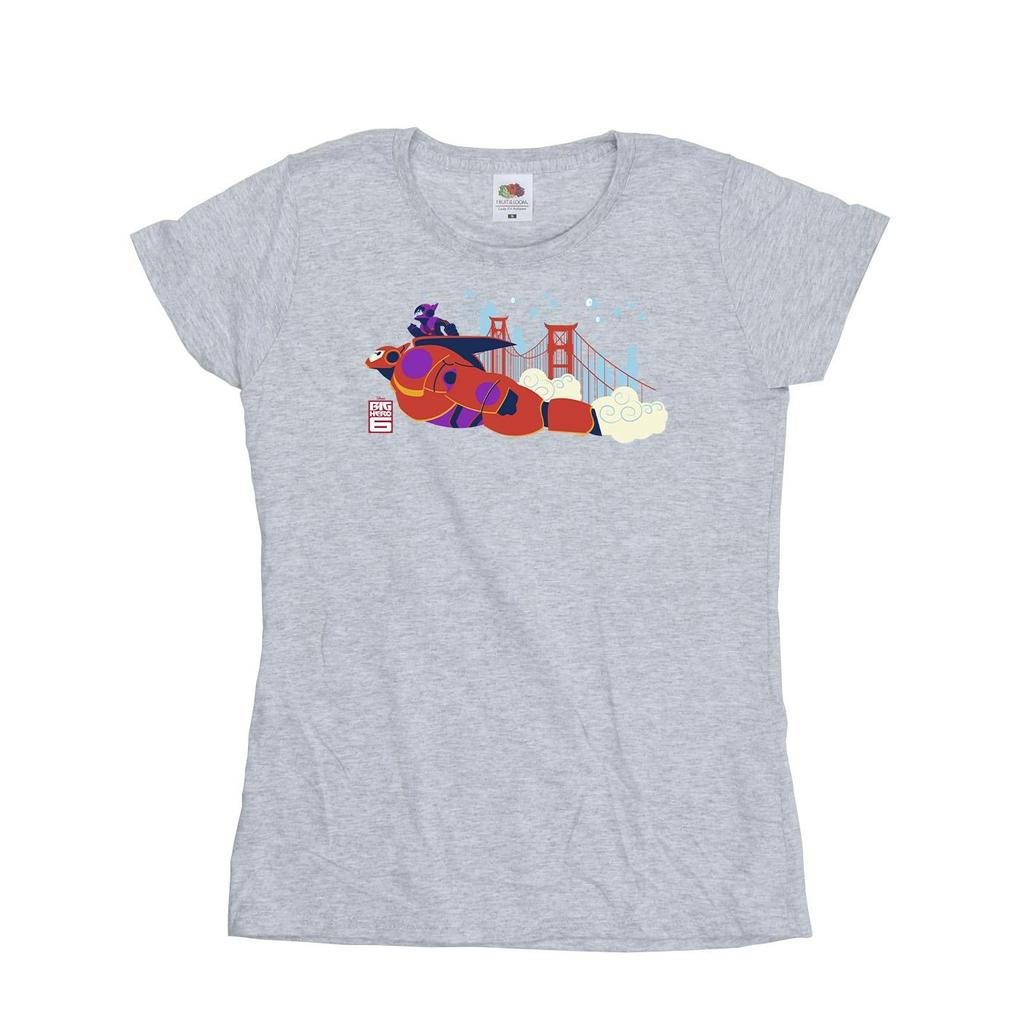 Disney Womens/Ladies Big Hero 6 Baymax Hiro Bridge Cotton T-Shirt