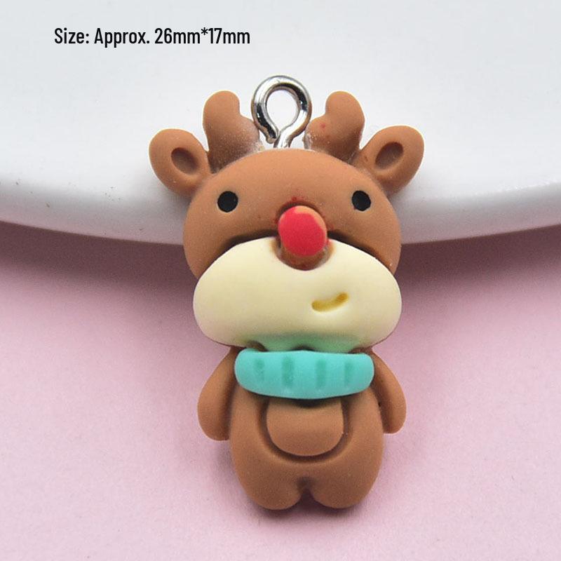 Christmas Resin Cartoon Reindeer  Snowman Pendant DIY Jewelry