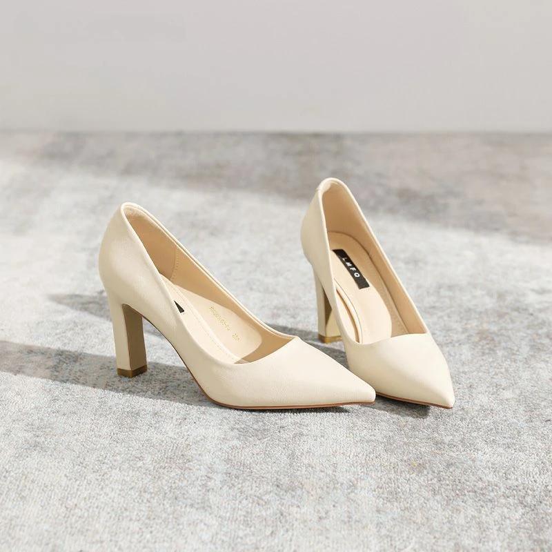 Fashion Women's Shoes Sexy Non Slip Ladies Pumps Square Heels Chic Point Spring Stylish Quick Delivery Beau Today Footwear Wholesale