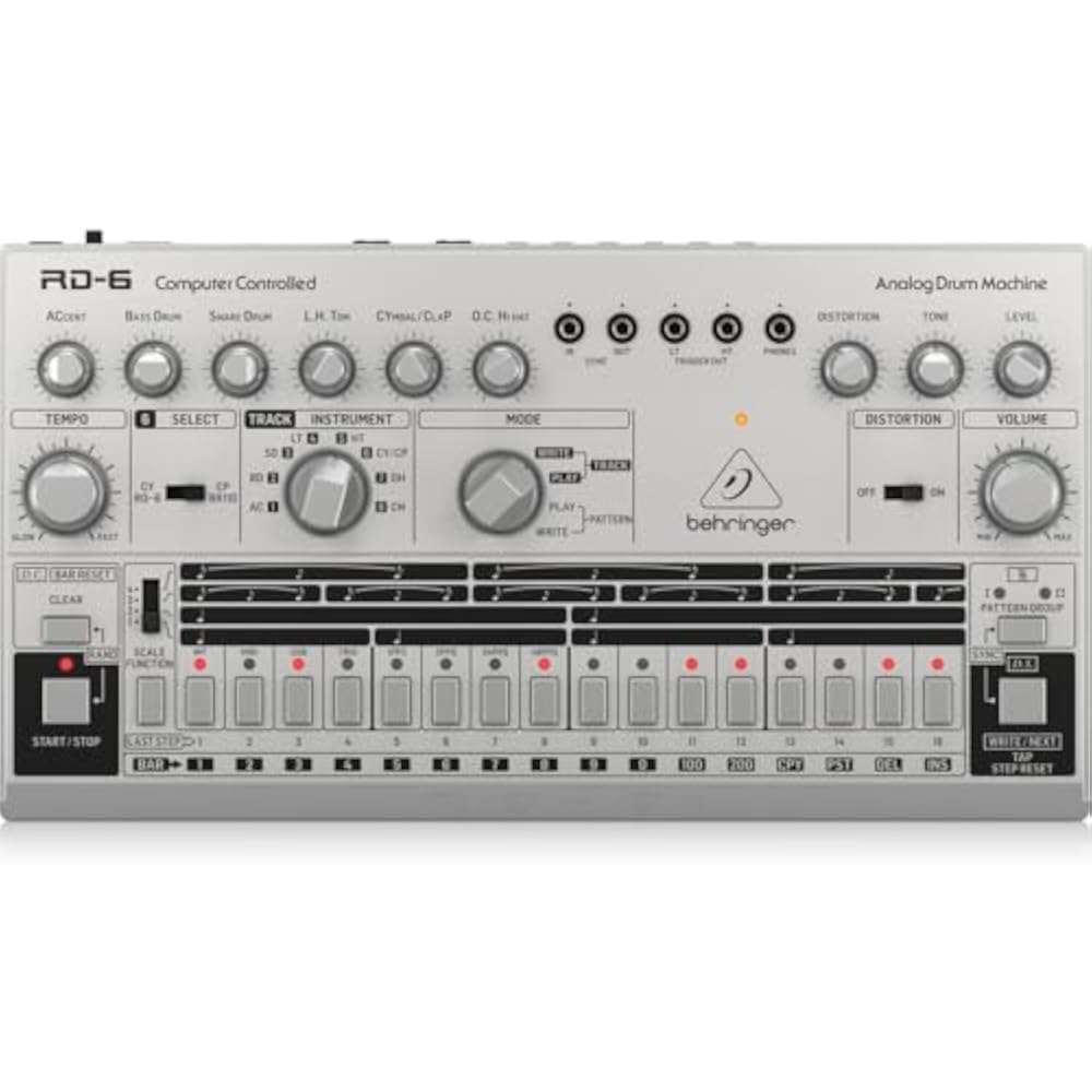 Behringer RD-6-SR Analog Drum Machine USB/DIN MIDI Compatible 16 Step Sequencer with Analog Disto...