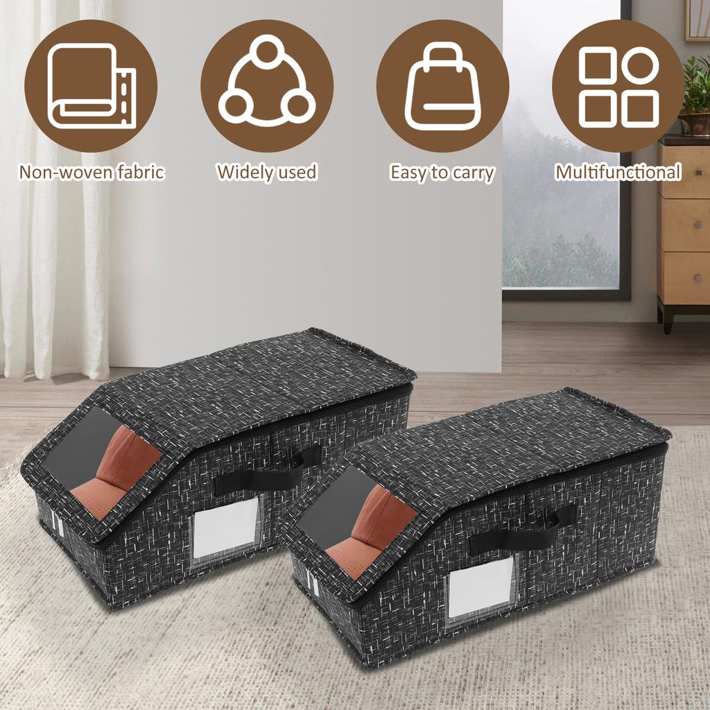 2Pcs Nonwoven Hat Storage Box Large Capacity Dustproof Baseball Caps Box with Transparent Window for Bedroom Closet Organizer