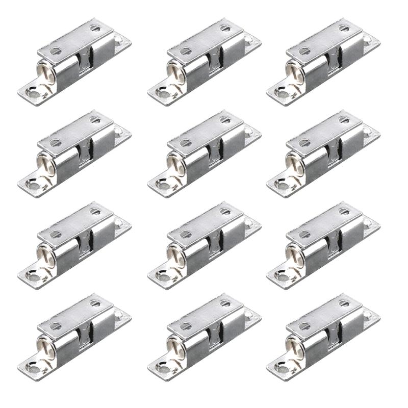 12Pcs Double Balls Tension Roller Catch Latches Cabinet Door Catch Zinc Alloy Closet Balls Tension Latches Easy To Install
