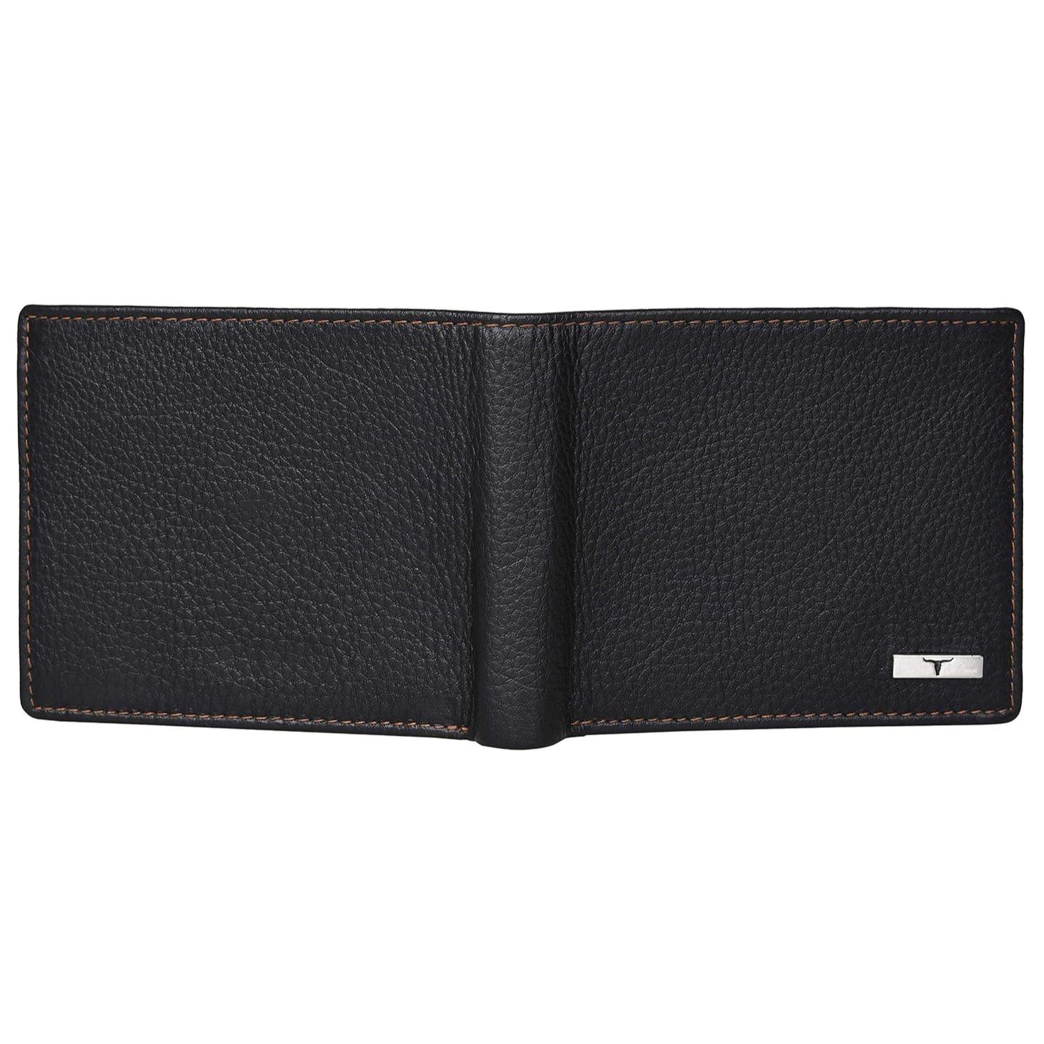 Мужской кошелек Kyle из черной/красной кожи - упакован в премиальную деревянную коробку — фото 4