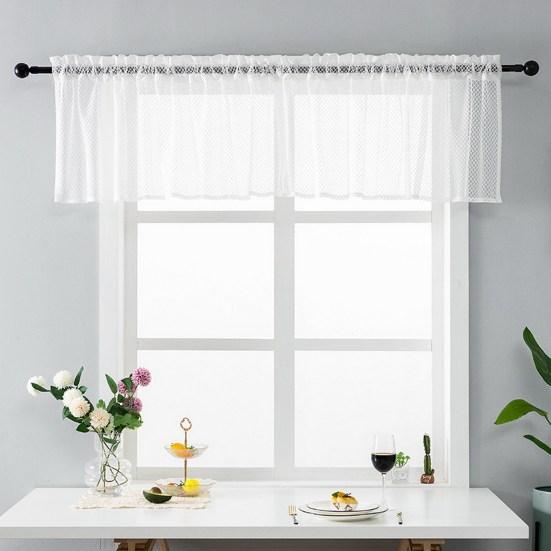 Yousheng Short Curtain Wear Rod Style Scratch-Proof Wrinkle-resistant Non-fading Tear-Resistant Rhombus Lace Mesh Short Curtain for Cafe