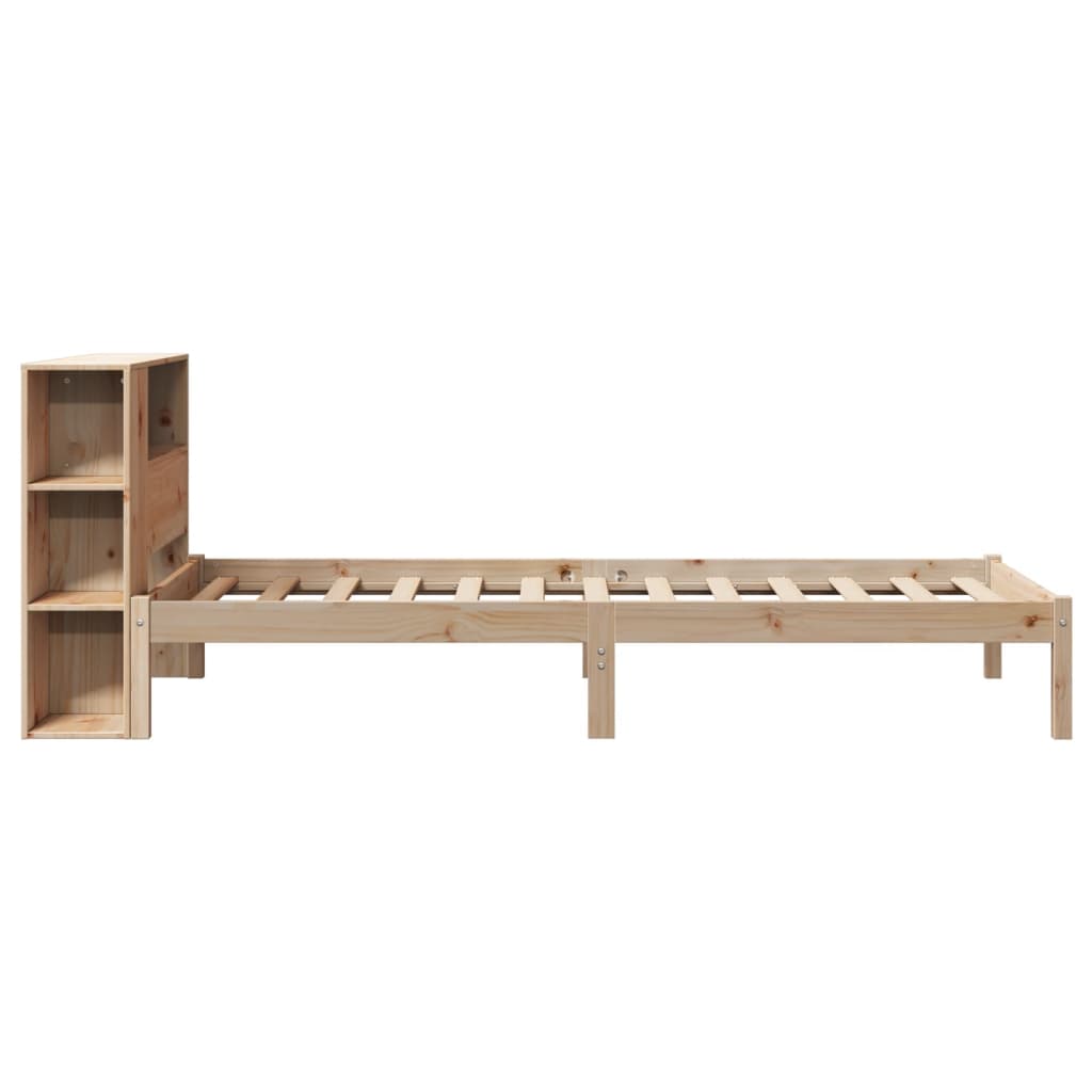 Vidaxl Bed With Shelf, Without Mattress, 75X190 Cm, Pine Wood