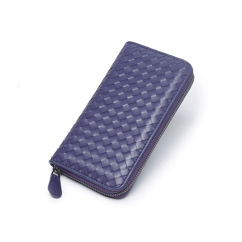 Damen Leder Geldbörse Handgewebte Erste Schaffell Herren Und Damen Geldbörse Brieftasche Lange Clutch