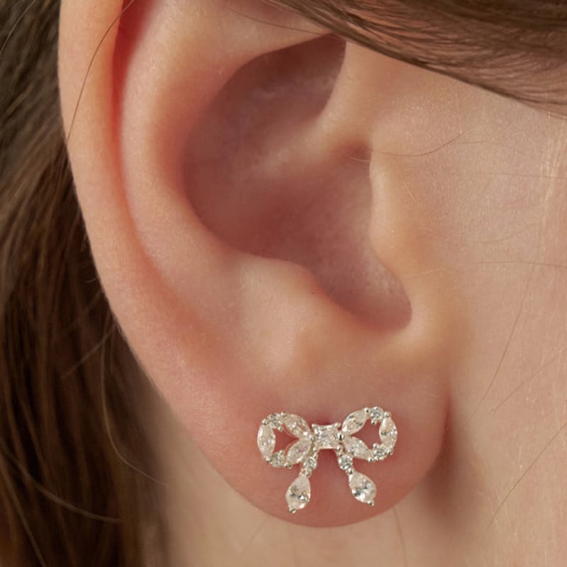 TATIANA (925 Silver) Cubic Ring Ribbon Earrings EC3091