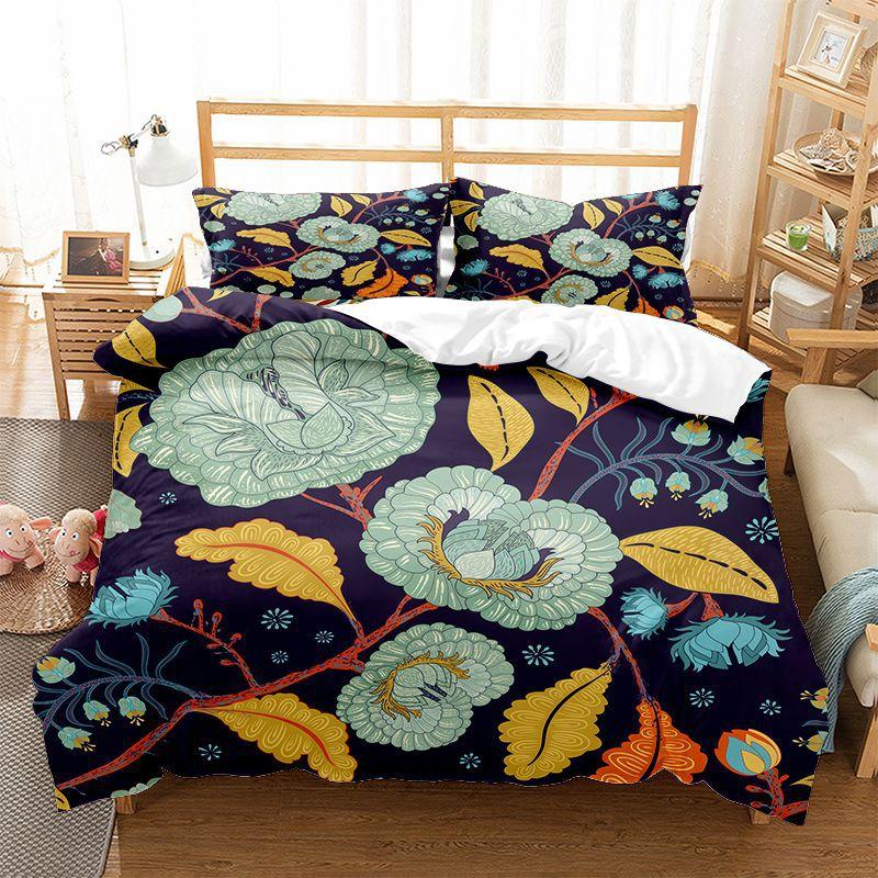 3Df Classic Flower Home Bettwäsche-Set, exotische Blumen, Bettbezug, Damenzimmer-Bettwäsche-Set, AU180 * 210, volle Größe, Einzel-/Doppelbett, Heimdekoration