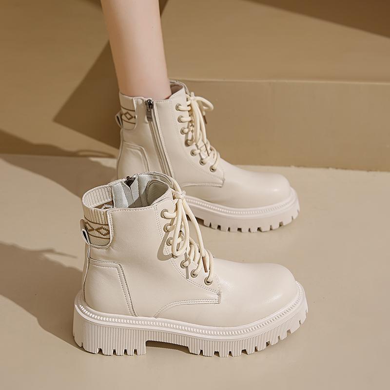 Мода Новая Уличная Шнуровка Износостойкие 2024 Осень Зима Женские Ботильоны Квадратный — фото 5