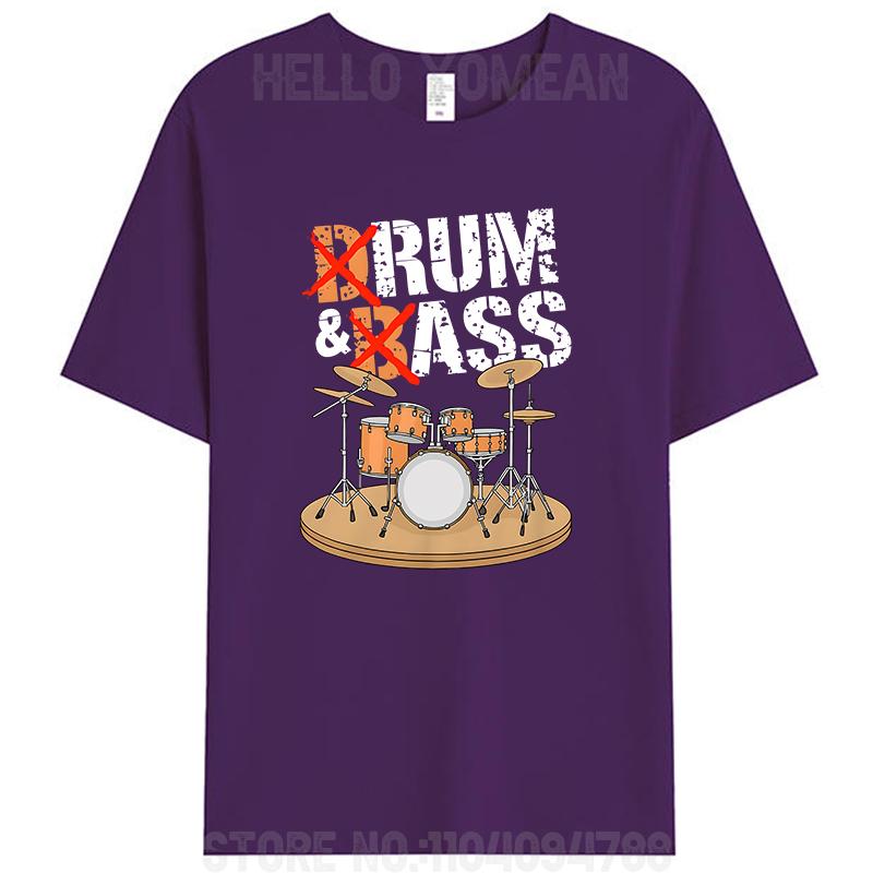 Drum And Bass Or Rum And Ass Music Instrument Drummer Men's Cotton T-Shirt Funny Unisex Graphic Oversized Tees Shirts Tops Gifts