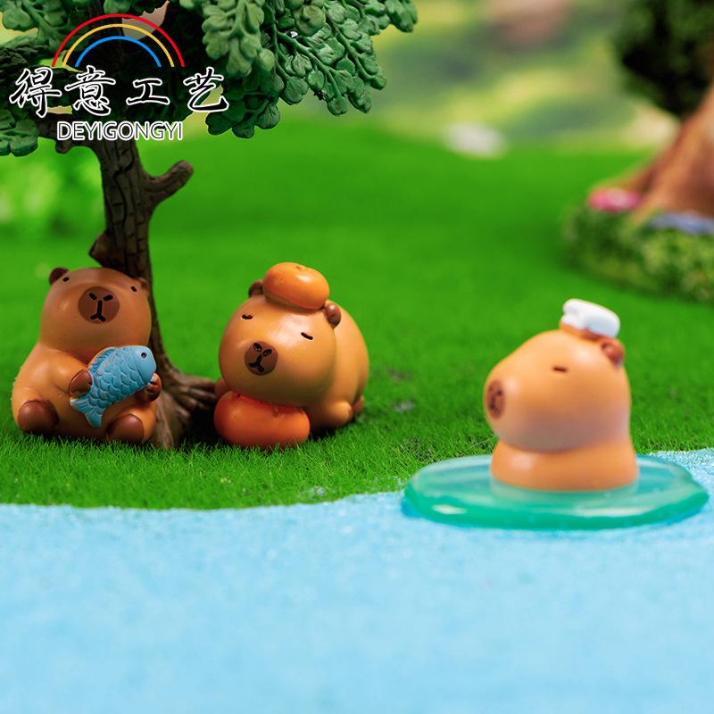8pcs/Set Capybara Figurine Animals Model Mini Kapibare Action Figures Toy Home Decoration Kids Gift