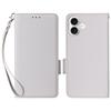 For iPhone 16 Case with Wrist Strap Litchi Texture PU Leather Wallet Phone Cover